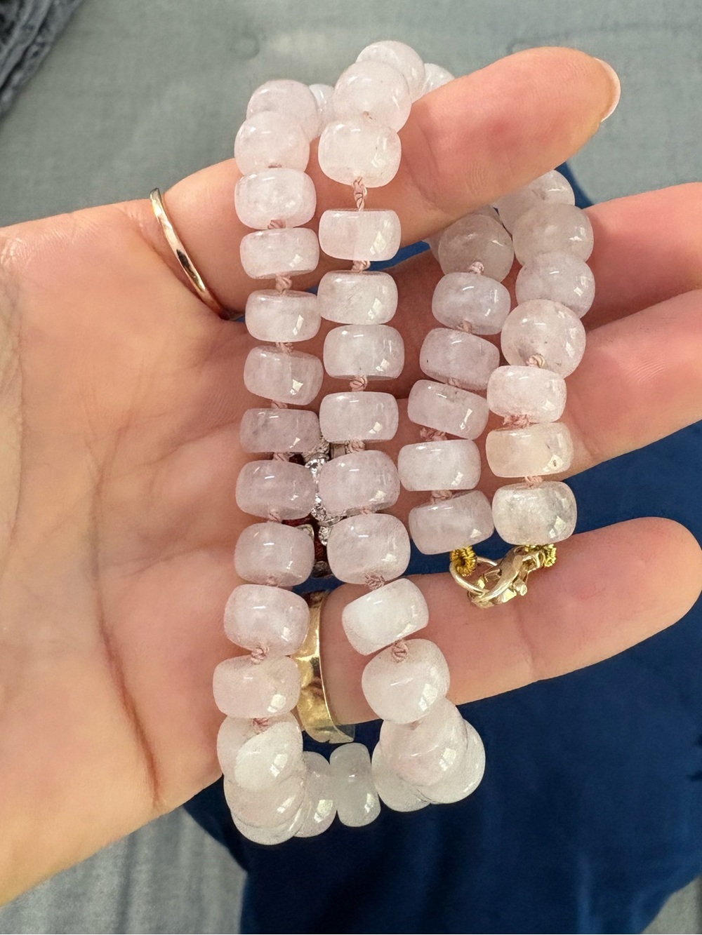Adina Reyter Blush Pink Gemstone Beaded Necklace 9K Yellow Gold Rose Quartz $398 - Picture 13 of 16